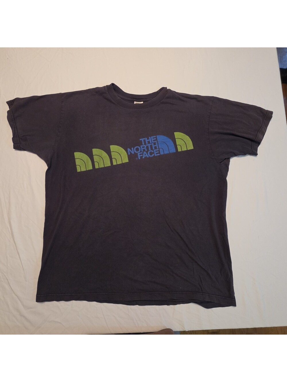 The North Face T-Shirt Large Black Green Blue Graphic Logo Tee